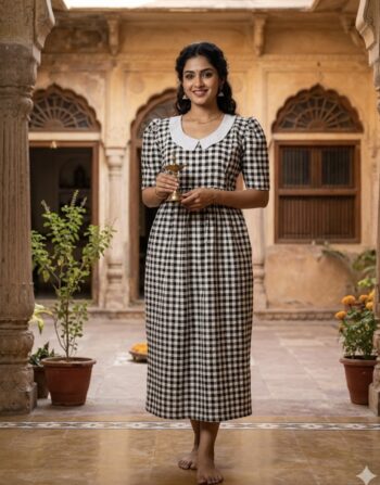 check pattern frock nighty