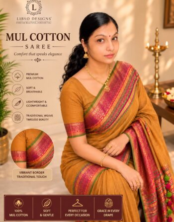 pure mul cotton saree